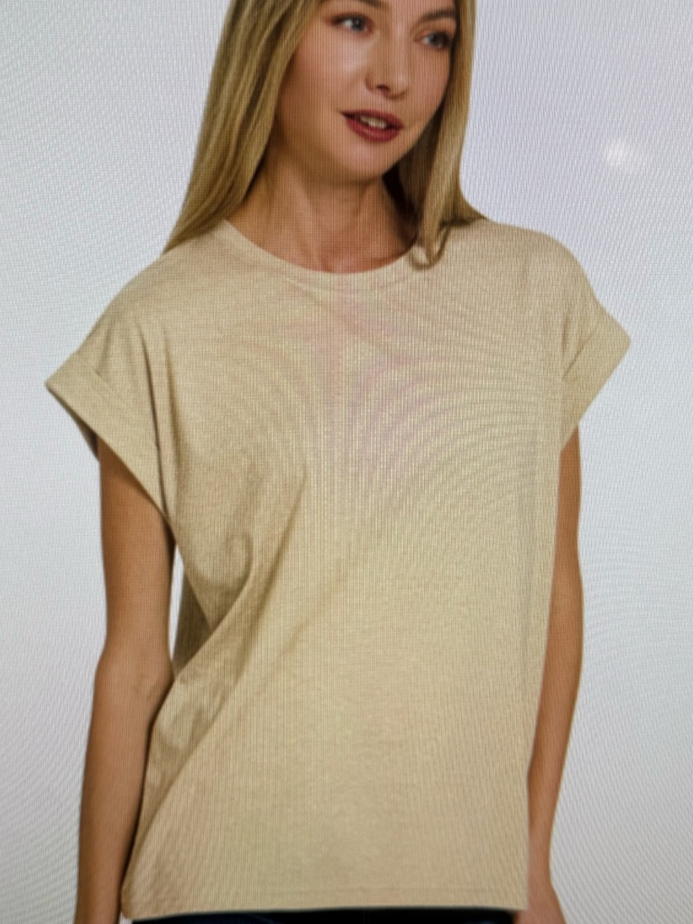 Z1 HBEIG Zenana Round Neck Folded Short Sleeve T-Shirt Various Sizes